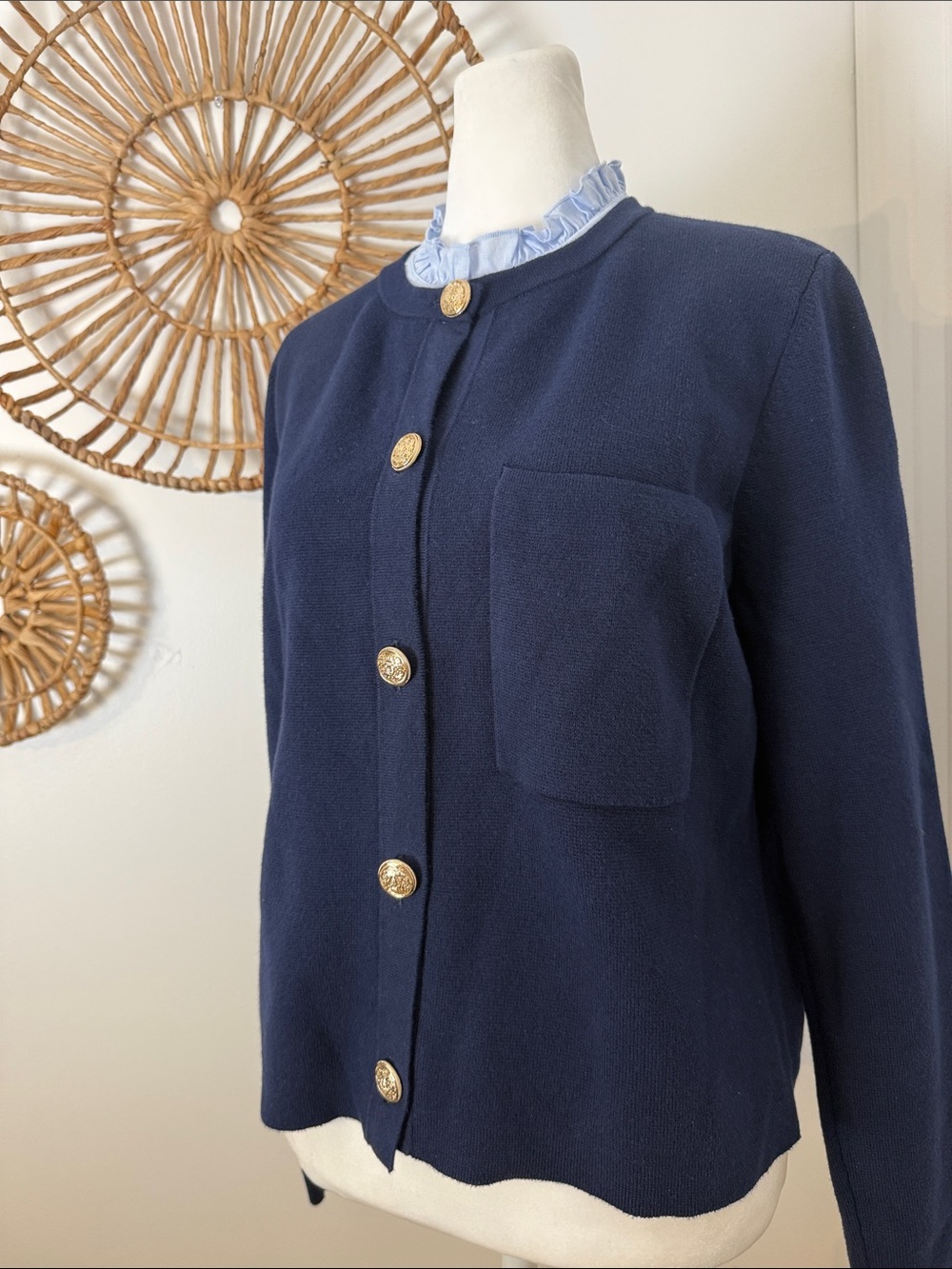LOFT Navy Gold-Button Cardigan